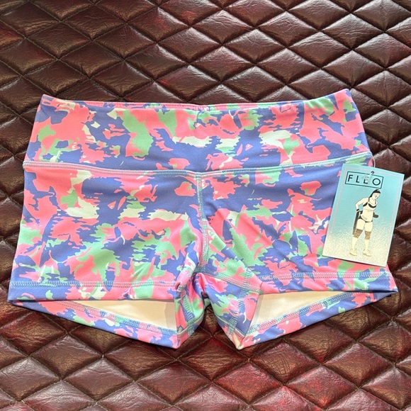 Fleo Pants - Fleo Women's Pink and Green Athletic Shorts